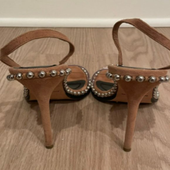 Alexander Wang Nova Transparent Camel Caramel Suede Slingback Sandal 7 (37.5) - Picture 8 of 11